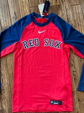 MLB Nike Boston Red Sox Authentic Collect Dri-FIT Red/Navy LS Men’s Small NWT